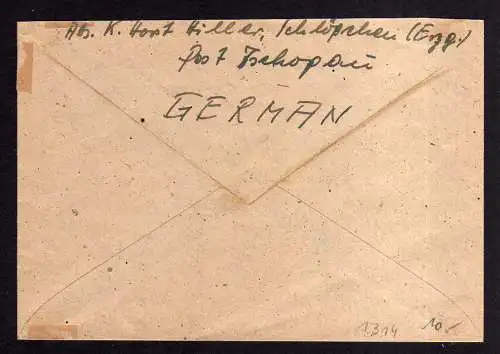 h1314 Brief Handstempel Bezirk 41 Zschopau 29.6.48 an Sachsenverlag Dresden