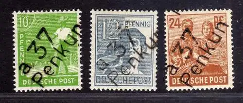 h2541 Handstempel Bezirk 37 63 Penkun 10 Pfg. *  12 24 Pfg. ** postfrisch gepr.