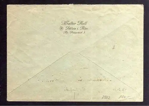 h2802 Handstempel Bezirk 16 Schleiz violett 10 Pfennig Brief gepr. BPP Bedarf na