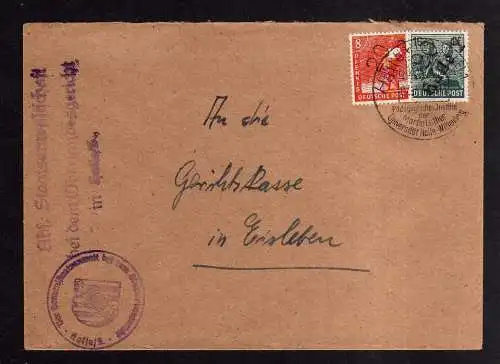 h1841 Handstempel Bezirk 20 Halle Brief Bedarf 7.7.48 Staatsanwaltschaft Halle a