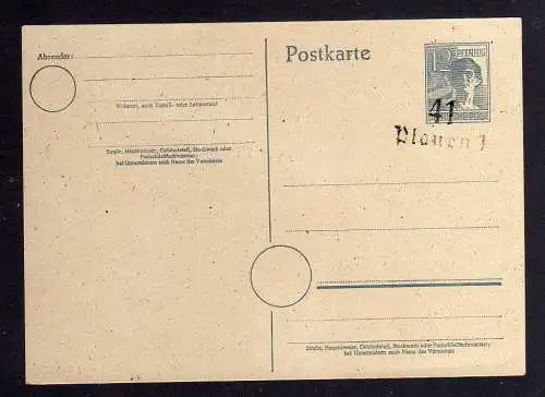 h2287 Handstempel Bezirk 41 Plauen 12 Pfg. Ganzsache Arbeiter gepr. Dr. Kalb BPP