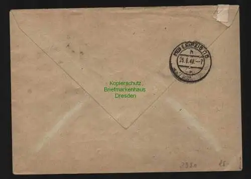 h3990 SBZ Bezirkshandstempel Bezirk 27 Leipzig O5 Orts-R-Brief gepr. BPP