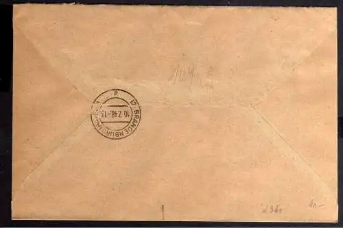 h2961 Handstempel Bezirk 36 Brandenburg 25 Pfg. Einschreiben + 24 Pfg. Plaue + Z