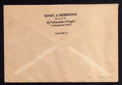 h351 Brief Handstempel Bezirk 41 Ellefeld / Falkenstein Vogtl. 29.6.48 Firma Rei