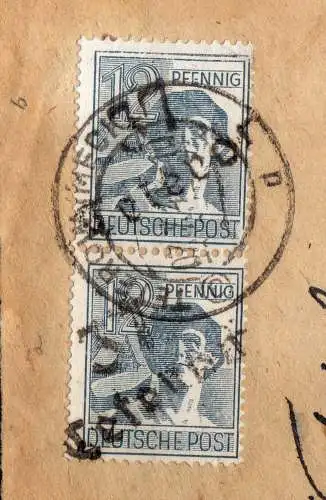 h3766 SBZ Bezirkshandstempel gepr. BPP Bezirk 37 Teterow Zusammendruck Brief