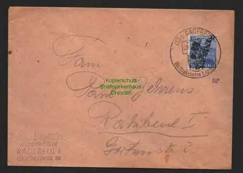 h4343 SBZ Bezirkshandstempel Bezirk 14 Doppelbrief Radeberg nach Radebeul 9.7.