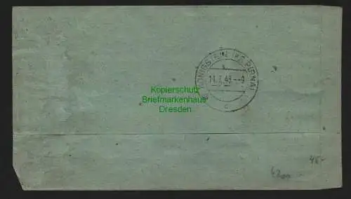 h4200 SBZ Bezirkshandstempel Bezirk 14 R-Brief Königstein Pirna 10.7.48