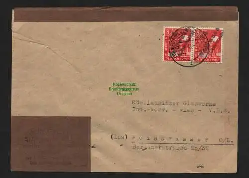 h4403 SBZ Bezirkshandstempel Bezirk 14 Brief Weißwasser 2x 8 Pfg. Ortsbrief