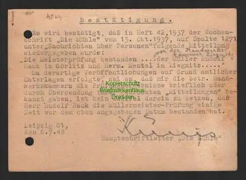 h4154 SBZ Bezirkshandstempel Bezirk 14 Postkarte 6.7.48 Verlag der Wochenschrift