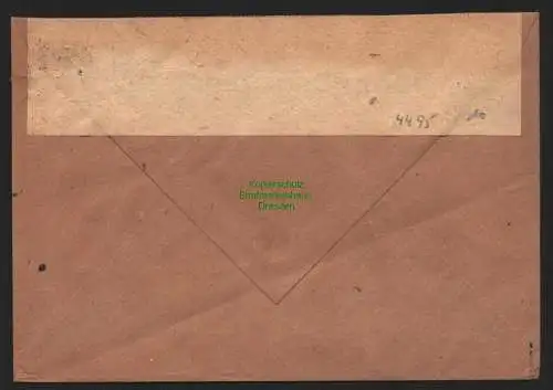 h4495 SBZ Bezirkshandstempel Bezirk 14 Ortsbrief Dresden 16 Pfg. 29.6. Korbmache