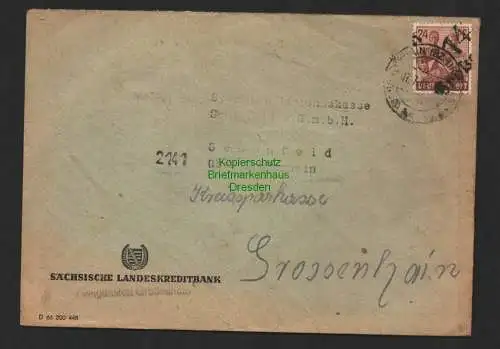 h4141 SBZ Bezirkshandstempel Bezirk 14 Brief Großenhain 7.7. Landeskreditbank