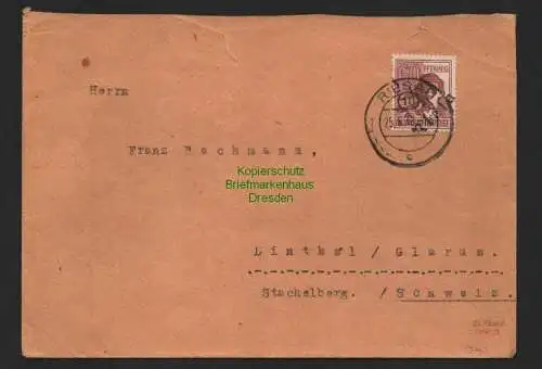 h4364 SBZ Bezirkshandstempel Bezirk 14 Auslandsbrief Riesa 25.6.48 in d Schweiz