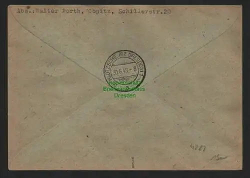 h4283 SBZ Bezirkshandstempel Bezirk 14 R-Brief Niedersedlitz mit Plattennummer 2