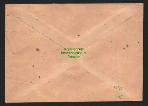 h4293 SBZ Bezirkshandstempel Bezirk 14 Brief Oppach 5.7.48 FDJ Sportschule