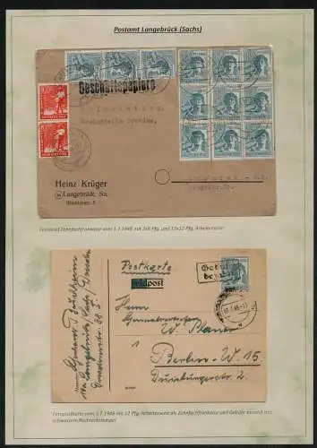 h5337 SBZ Währungsreform 1948 2x Brief Zehnfach Gebühr bezahlt auf Briefmarke