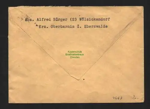 h4667 SBZ Bezirkshandstempel Bezirk 36 Eberswalde Brief 30.6. an Landesregierung