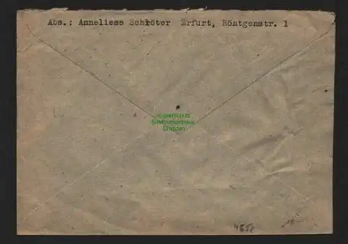 h4652 SBZ Bezirkshandstempel Bezirk 16 Ortsbrief Erfurt 30.6.gepr. Schmidt