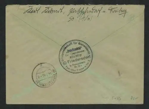 h5177 SBZ Handstempel Bezirk 14 Freiberg Friedersdorf Marken ung. Gebühr bezahlt