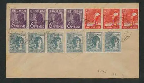 h5275 SBZ Währungsreform 1948  Berggießhübel Zehnfachfrankatur 26.6.