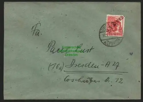 h5896 SBZ Handstempel Bezirk 14 Dresden 24 Ortsbrief 30 Pfg. 10.7.48 Aufbrauch