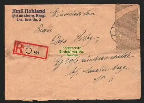 h5936 SBZ Handstempel Bezirk 27 Annaberg u 6x 10 Pfg. auf Briefrückseite
