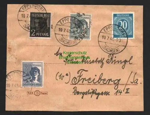 h6055 SBZ Handstempel Bezirk 41 Eppendorf Brief 10.7.48 + Zehnfach + 