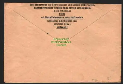 h5956 SBZ Handstempel Bezirk 27 Rochlitz Postscheckbrief 12.7.48 Postscheckamt