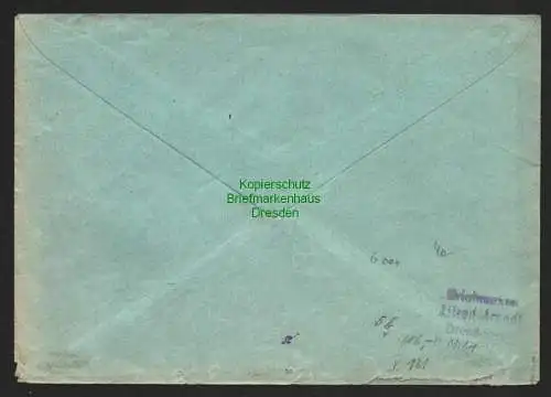 h6001 SBZ Handstempel Bezirk 27 Leipzig 84 Pfg. R-Brief 30.6.48 Kressebrief