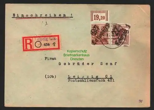 h5974 SBZ Handstempel Bezirk 27 Leipzig C2 Einschreiben Brief 8.7.48