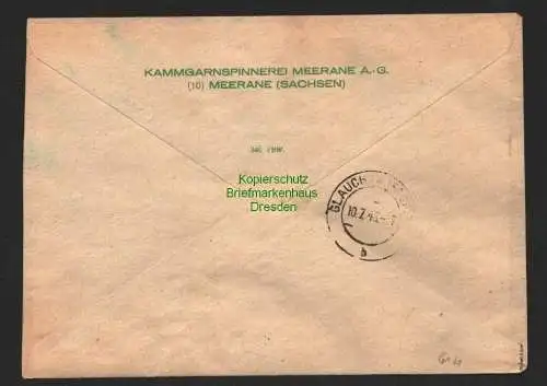 h6121 SBZ Handstempel Bezirk 41 Gößnitz 1.- Mark Taube Meerane Fensterbrief