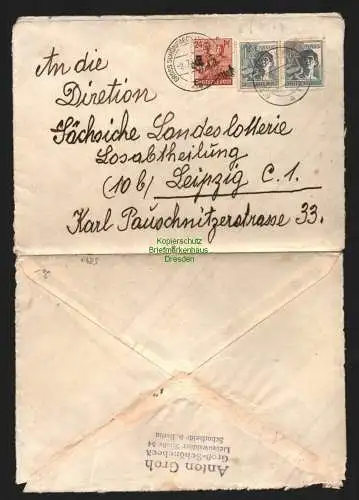 h6121 SBZ Handstempel Bezirk 41 Gößnitz 1.- Mark Taube Meerane Fensterbrief