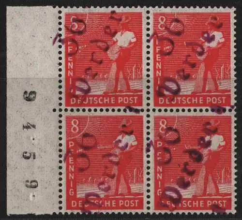 h6751 SBZ Handstempel Bezirk 36 Werder rot 4x 8 Pfg. ** postfrisch Viererblock