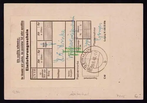 h7215 SBZ Handstempel Bezirk  27 R-Postkarte Einschreiben Bad Lausick