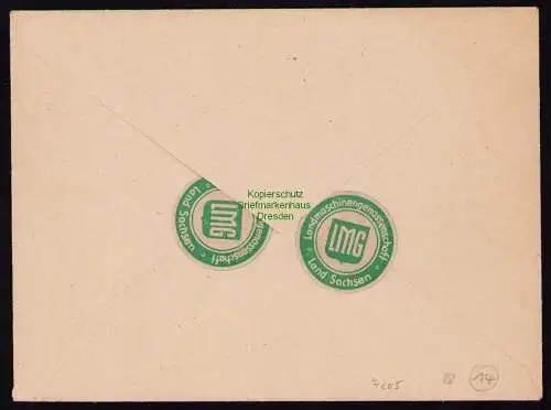 h7205 SBZ Handstempel Bezirk  14 Brief Geschäftspapiere Dresden 23 gepr. BPP