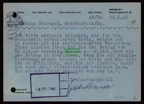 h7170 SBZ Handstempel Bezirk  27 Brief Leipzig 1
