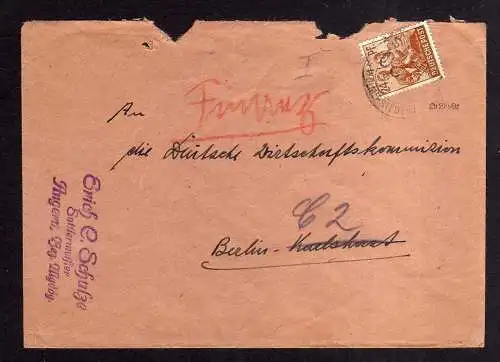 h795 Brief Handstempel Bezirk 20 Wolmirstedt 30.6.48 an Deutsche Wirtschaftskomm