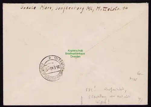 h7185 SBZ Handstempel Bezirk  36 R-Brief Einschreiben Senftenberg FDC