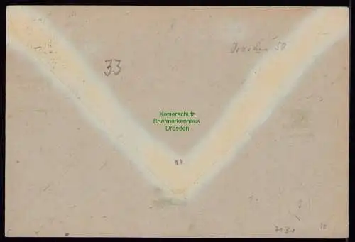 h7131 SBZ Handstempel Bezirk  14 Brief Dresden 50 gepr. Hall Fläschendräger