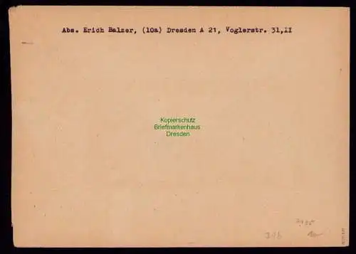 h7135 SBZ Handstempel Bezirk  14 Brief Dresden A53 gepr. BPP