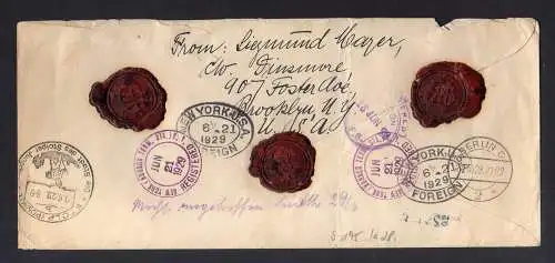 S195 Brief USA 1929 Luftpost Airmail London Germany Stolp Pommern