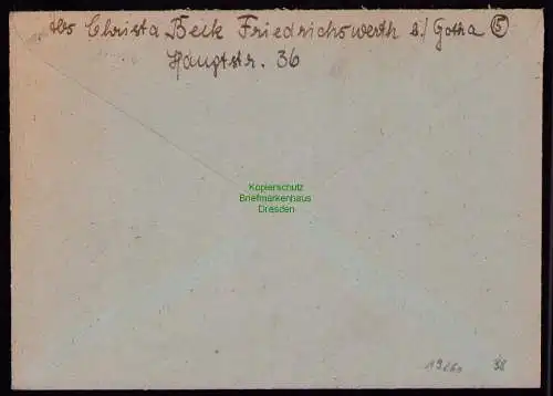 B19260 SBZ Brief Gebühr bezahlt Friedrichswerth 1946 an DRK in München