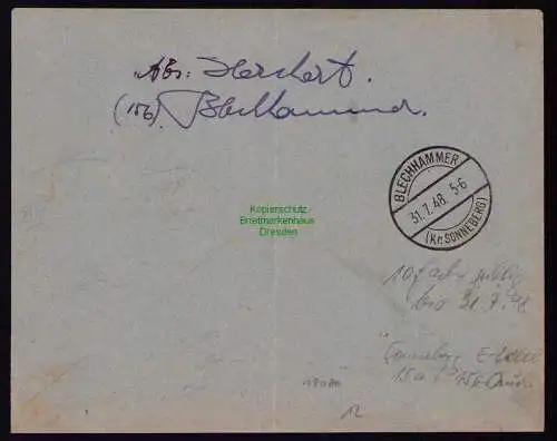 B19080 Brief Einschreiben SBZ Währungsreform 1948 Sonneberg R 570 30.7. Zehnfach
