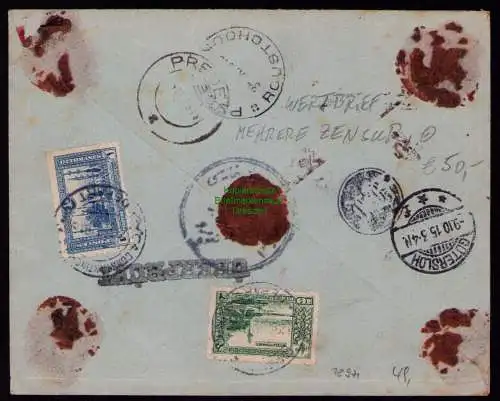 B18971 Brief DP in der Türkei 1915 Wertbrief nach Gütersloh Zensur ÜBERPRÜFT