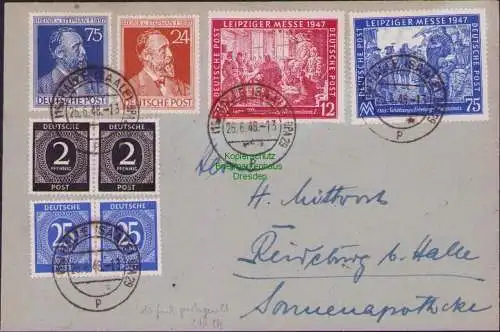B21501 Brief SBZ Zehnfach Frankatur 26.6.48 Währungsreform Zehnfach Halle Saale