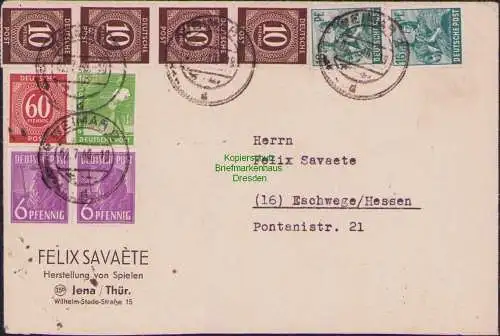 B21504 Brief SBZ Zehnfach Frankatur 02.7.48 Währungsreform Zehnfach Weimar 240