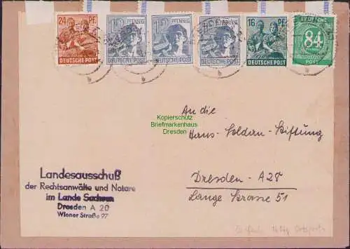 B21508 Brief Zehnfach Frankatur 03.7.48 Währungsreform Dresden 160 Pfg. portoger