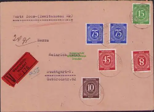 B21521 Brief Alliierte Besetzung Wertbrief Wesermünde Wulsdorf