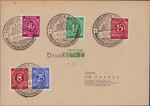 B21523 Brief Zehnfach Frankatur 21.7.48 Währungsreform Lichtenstein Sachs. Nach