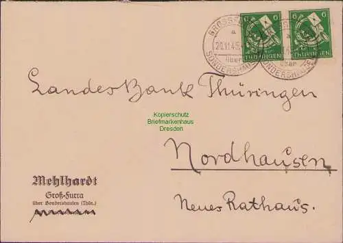 B21532 Brief Großfurra Sondershausen Thüringen nach Nordhausen 1945