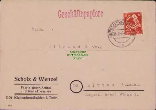 B21534 Brief Pappenheim Thüringen Kleinschmalkaldennach Zittau 1946